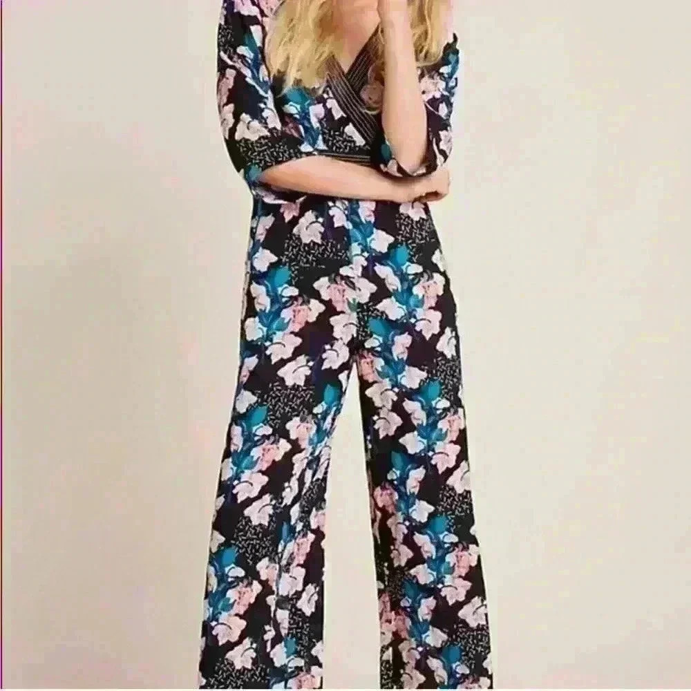 Anthropology Blank London floral hibiscus Jumpsuit size XS